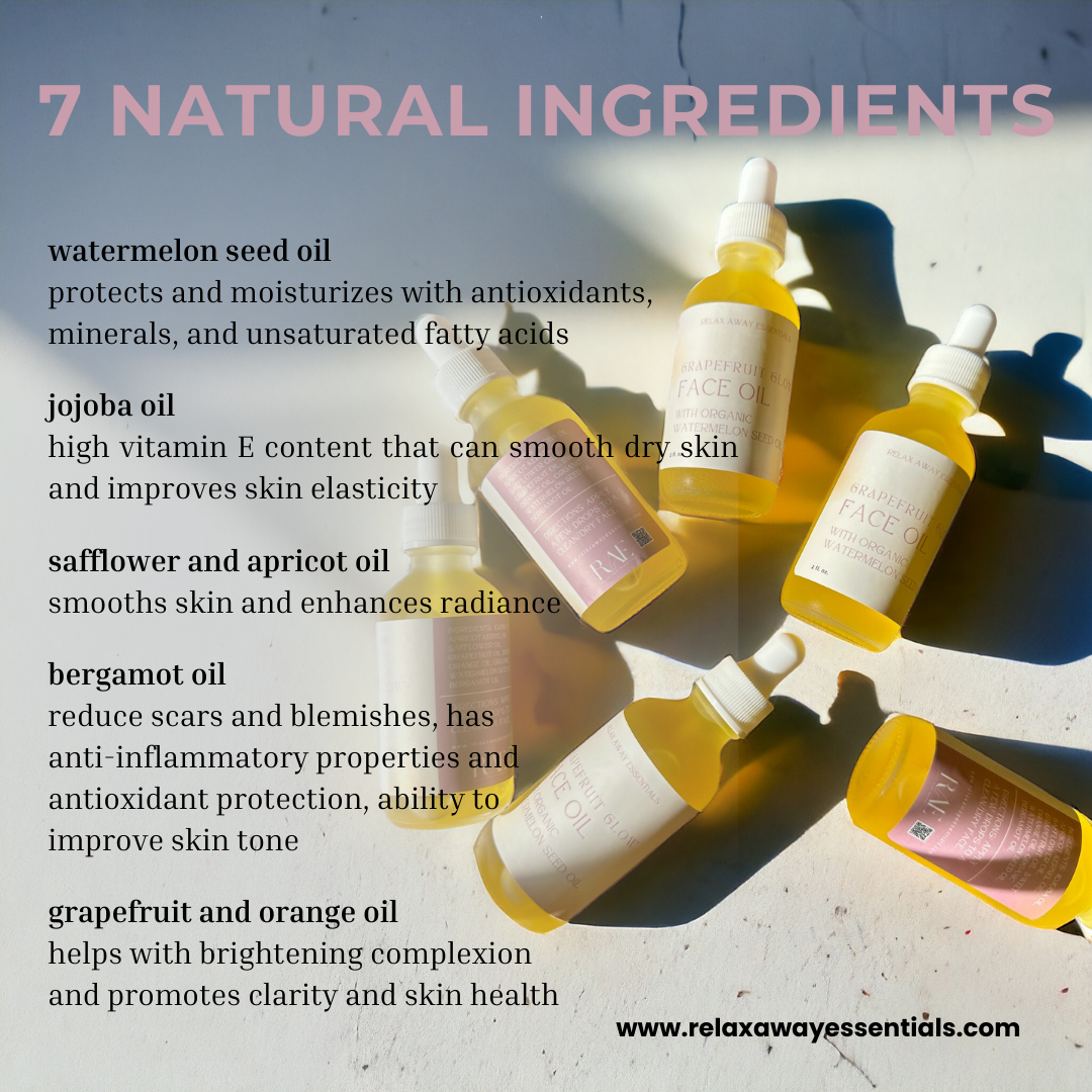 Grapefruit Glow Face Oil | Watermelon Seed Oil | Natural Oils | Essential Oils | Jojoba Oil | Skin Brightener | Lightweight Skin Care