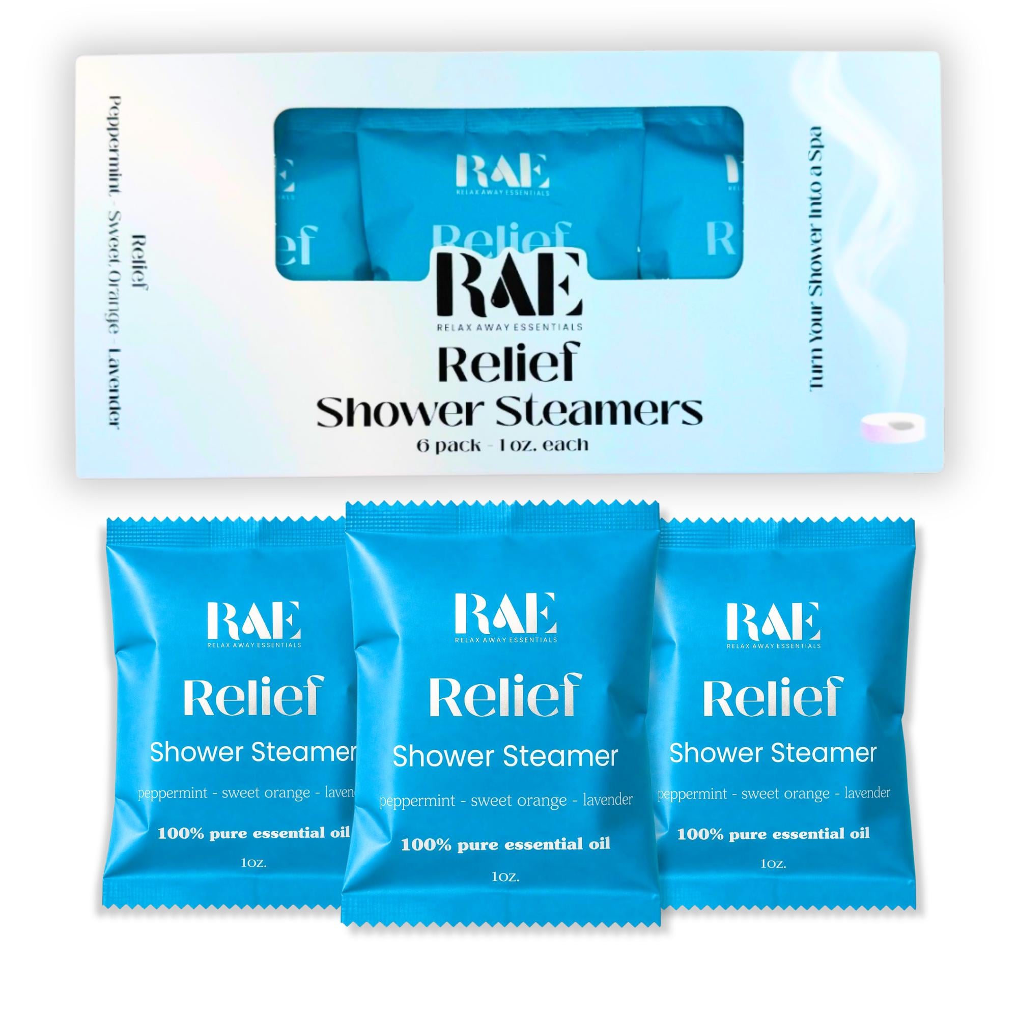 Relief Shower Steamers 6 Pack | Orange Lavender Peppermint | Aromatherapy | Essential Oils | Spa Gift | Favors | Handmade gift | Natural