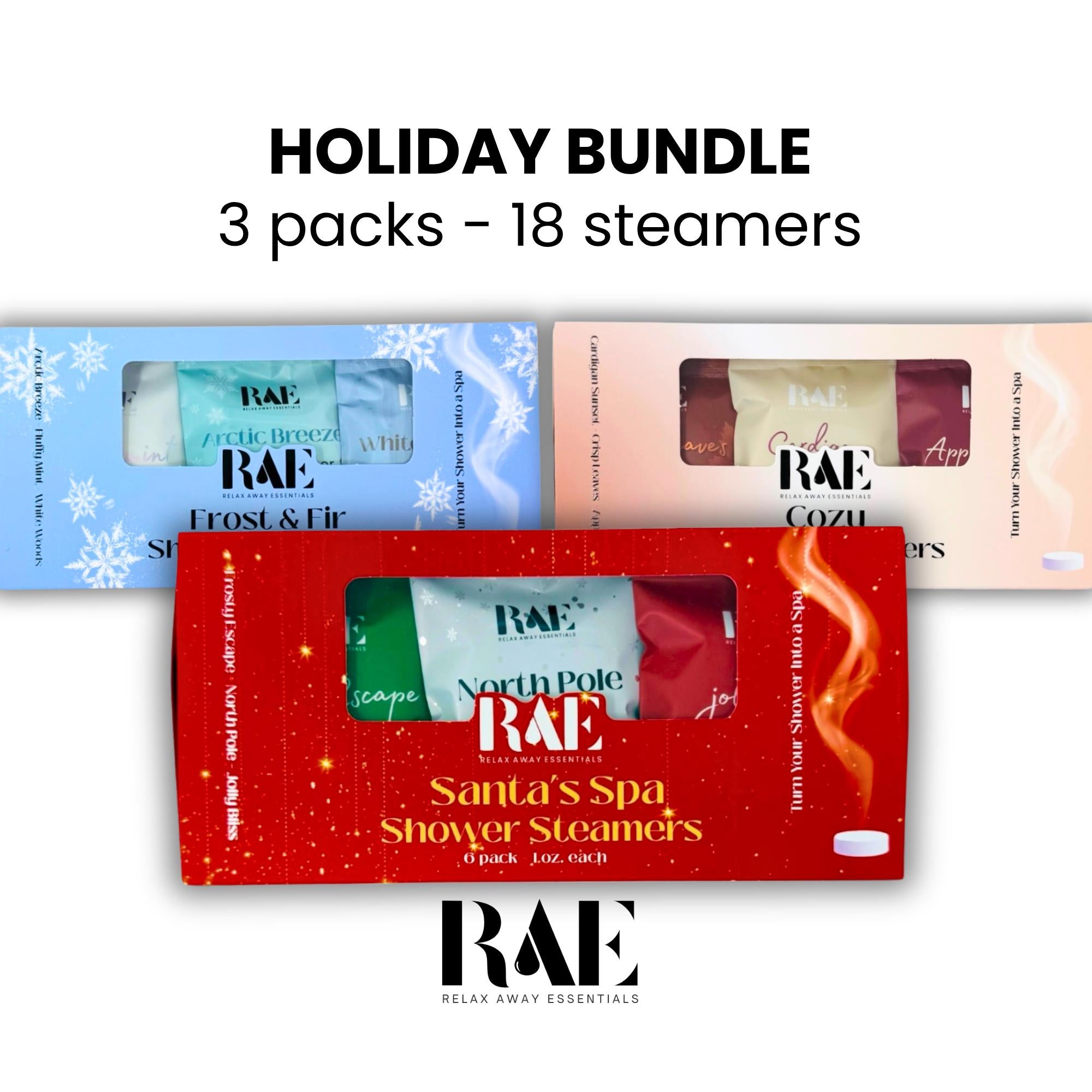 Holiday Bundle Shower Steamers | 18 Bulk Spa Tablets | Spa Gift | Stocking Stuffer | Christmas Holiday Gift