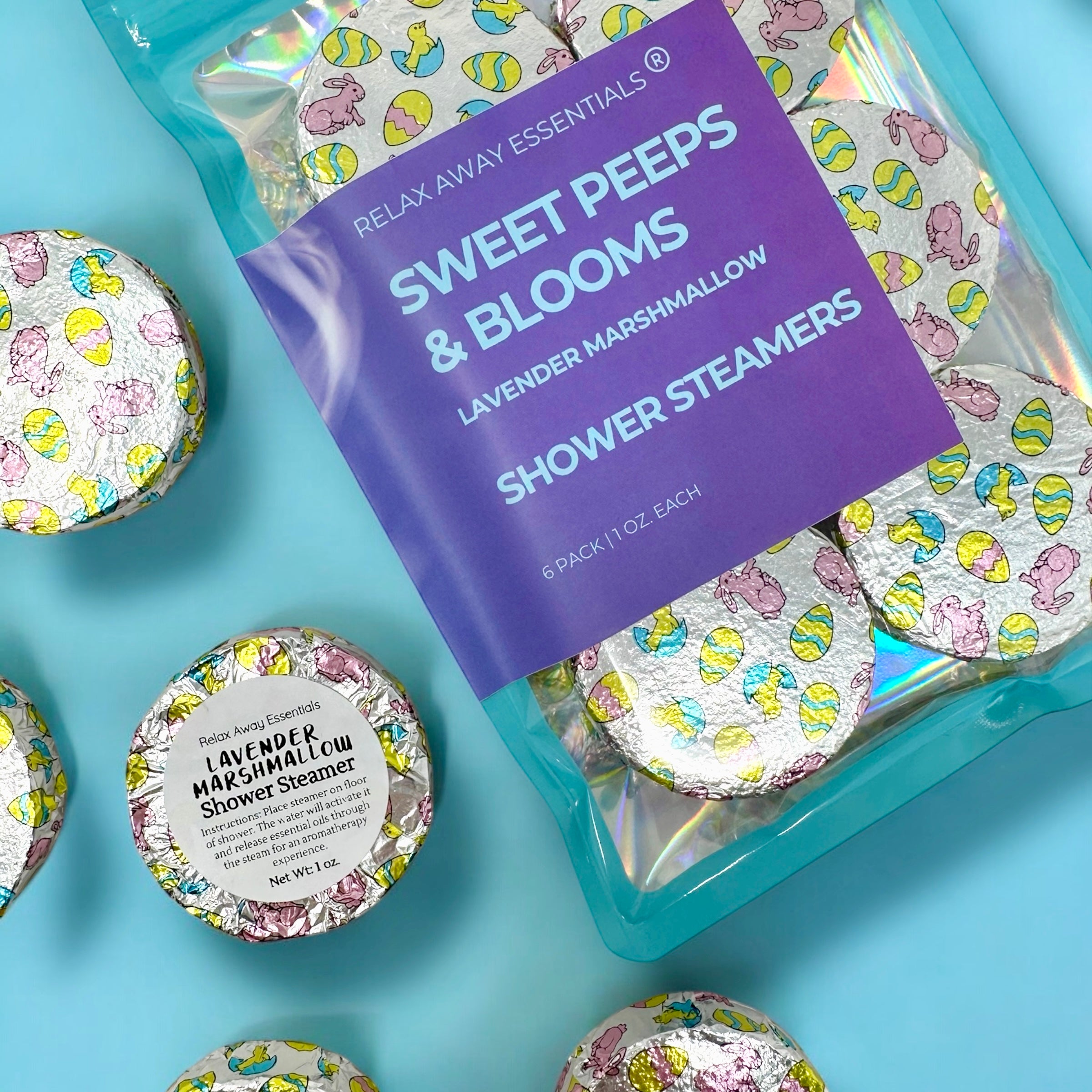 Sweet Peeps and Blooms Shower Steamers 6 Pack - Lavender Marshmallow