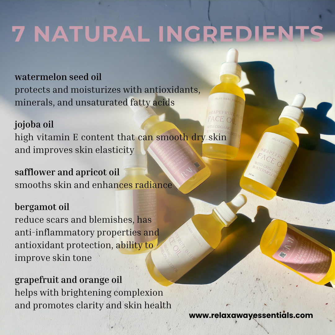 Grapefruit Glow Face Oil - Lightweight Facial Oil - 100% Natural with Essential Oils