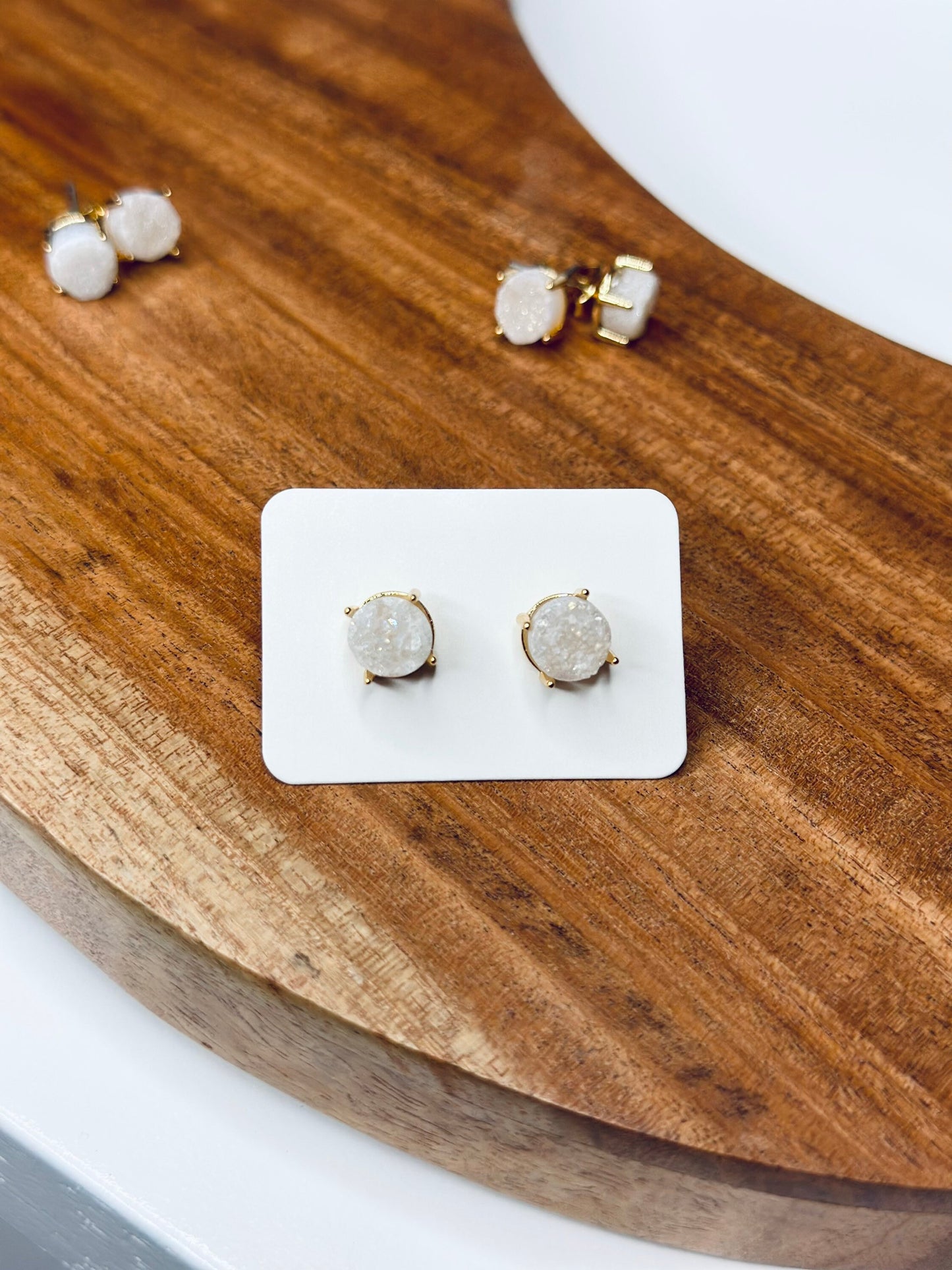 Quartz Gemstone Stud Earrings | Stainless Steel Gold Plated | Gift for her | Anniversary Gift | Birthday Gift | Crystal Earrings