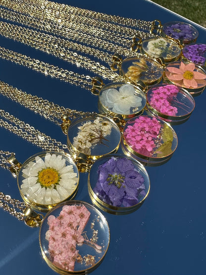 Dried Flower Resin Necklace | Gift for her | Florals |