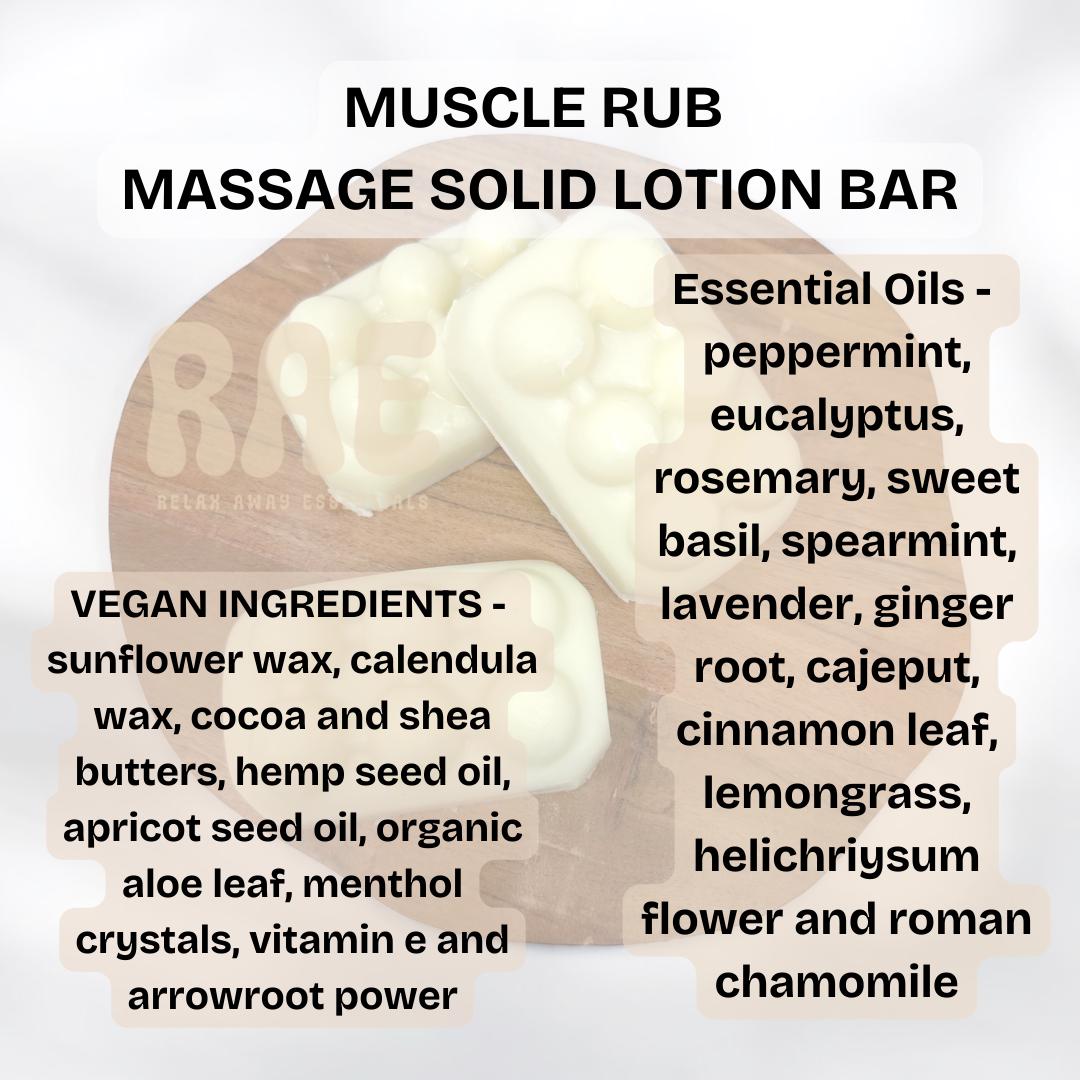 Vegan Solid Lotion Massage Bar | Muscle Rub with Essential Oils | Mother's Day Gift