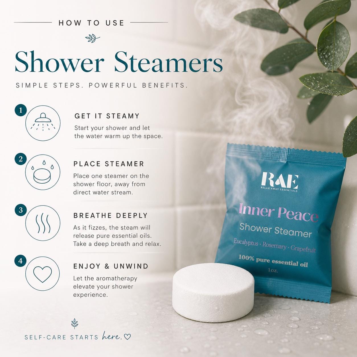 Tranquility Shower Steamers | 6 Pack | Aromatherapy | Pure Essential Oils | Spa Gift | Handmade gift | Vegan