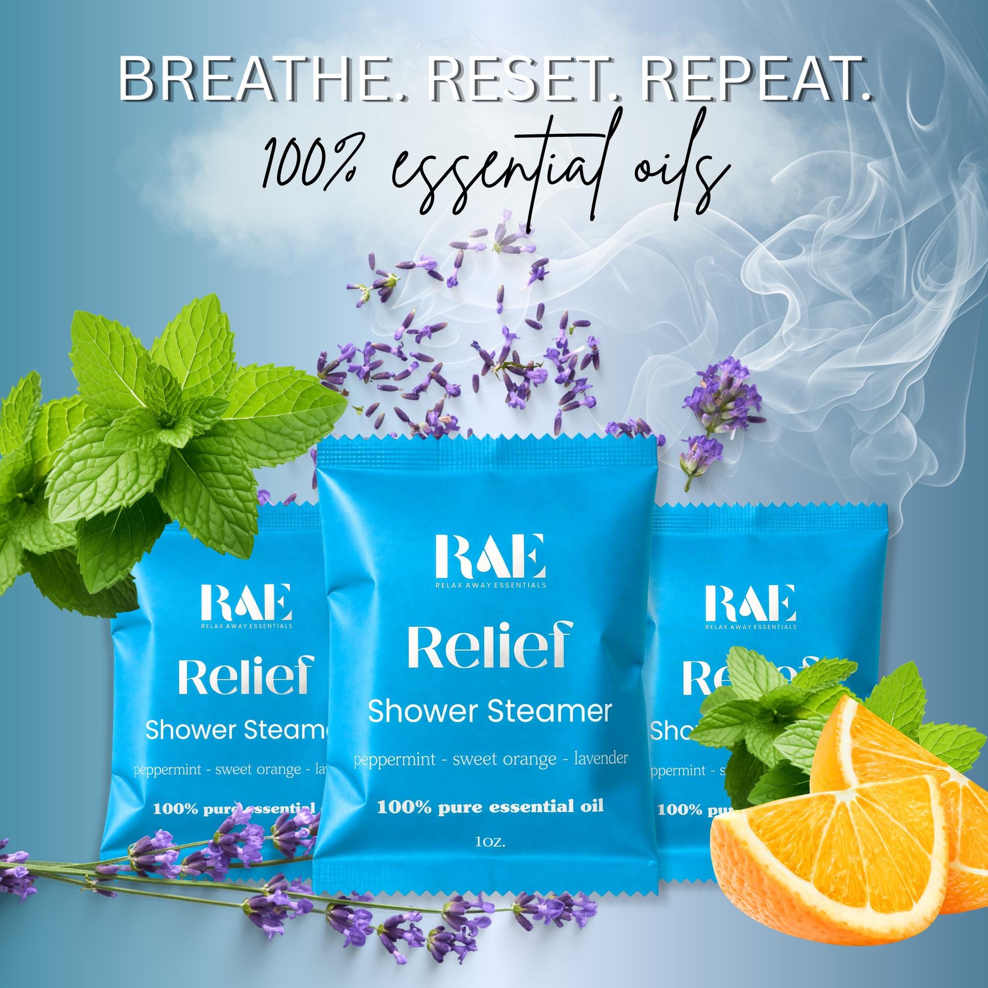 Relief Shower Steamers 6 Pack | Orange Lavender Peppermint | Aromatherapy | Essential Oils | Spa Gift | Favors | Handmade gift | Natural