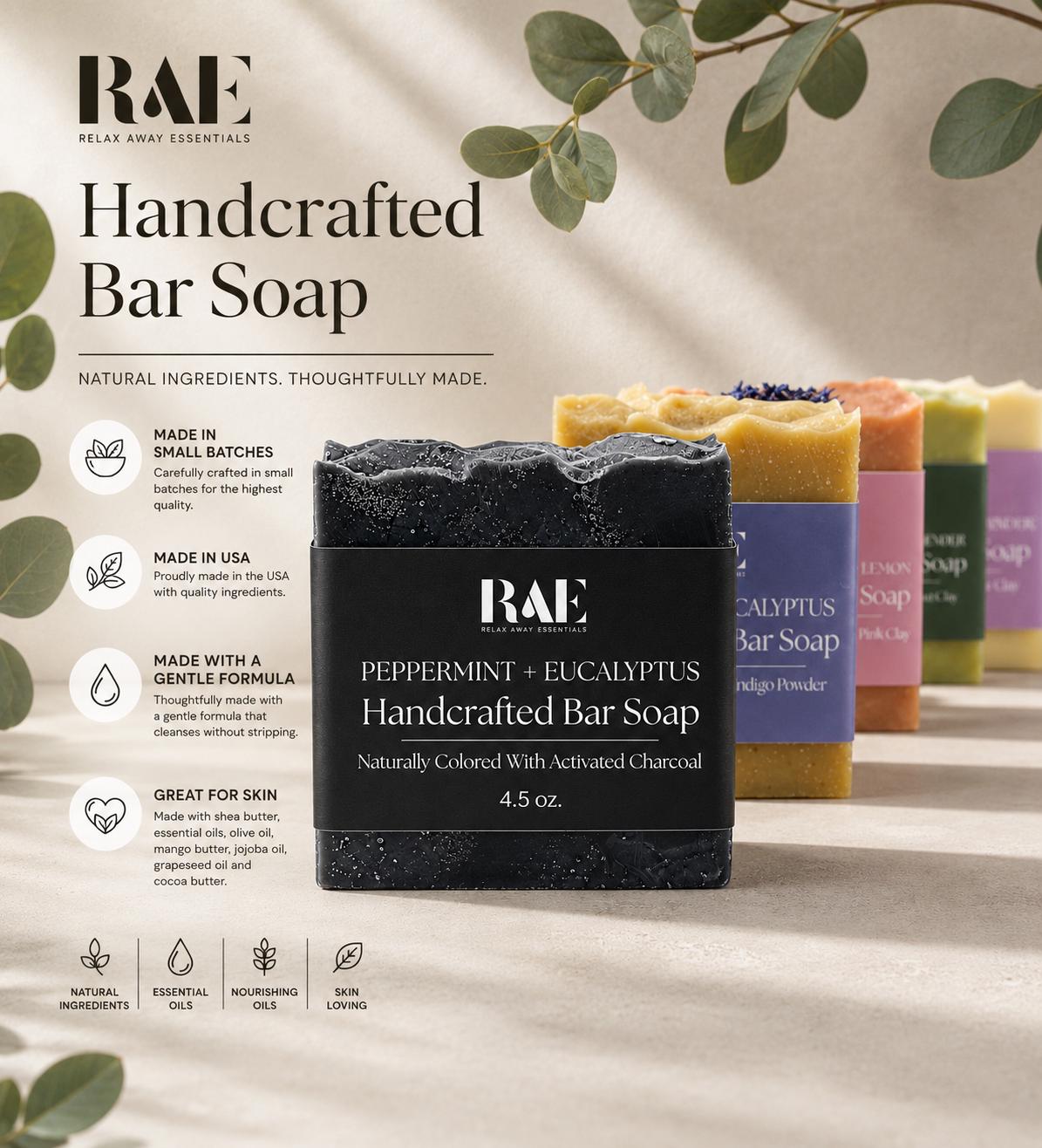 Triple Butter Bar Soap | Natural Cold Process | Essential Oils and Natural Colors | Handcrafted (4.5 oz)