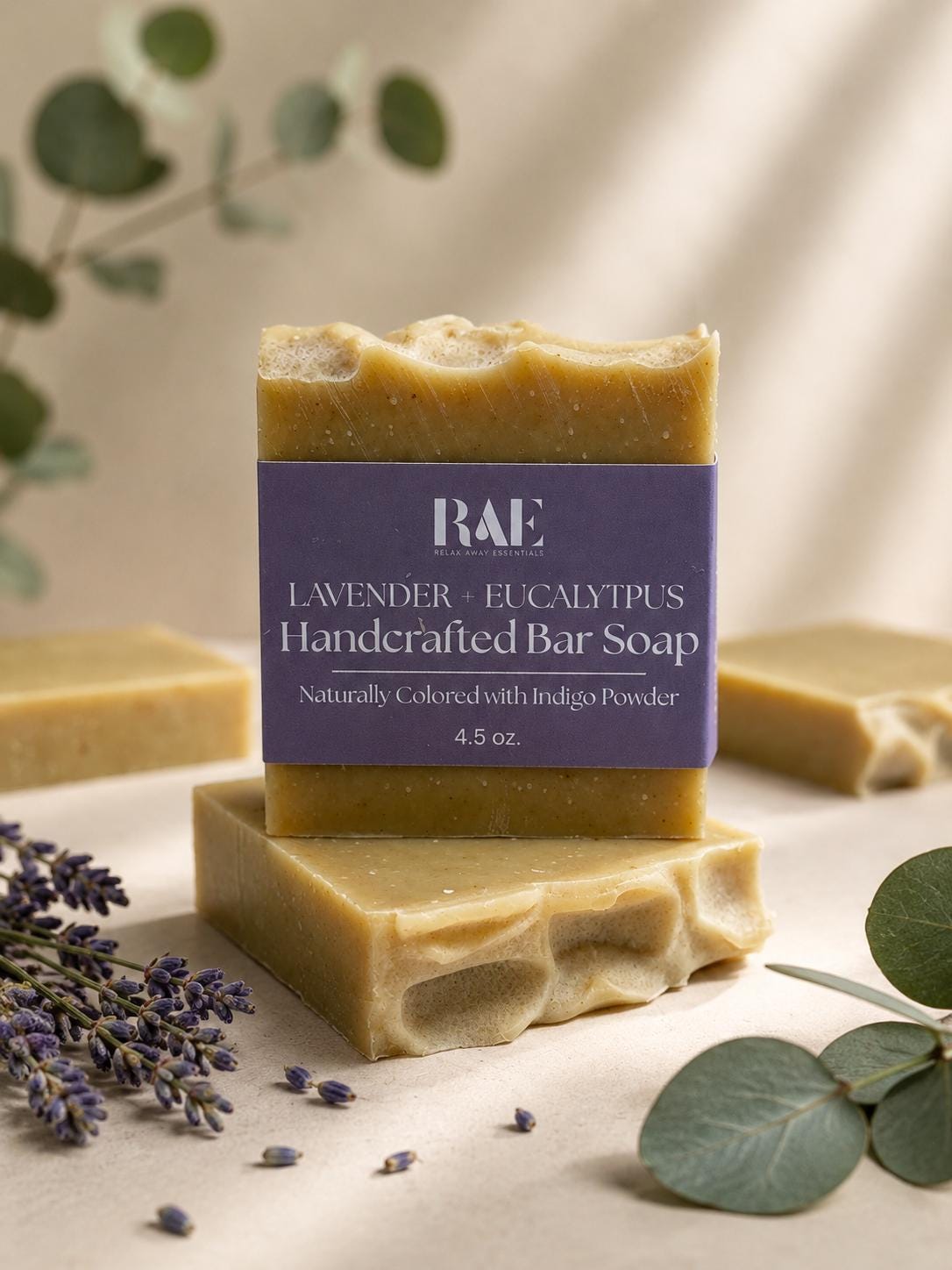 Triple Butter Bar Soap | Natural Cold Process | Essential Oils and Natural Colors | Handcrafted (4.5 oz)