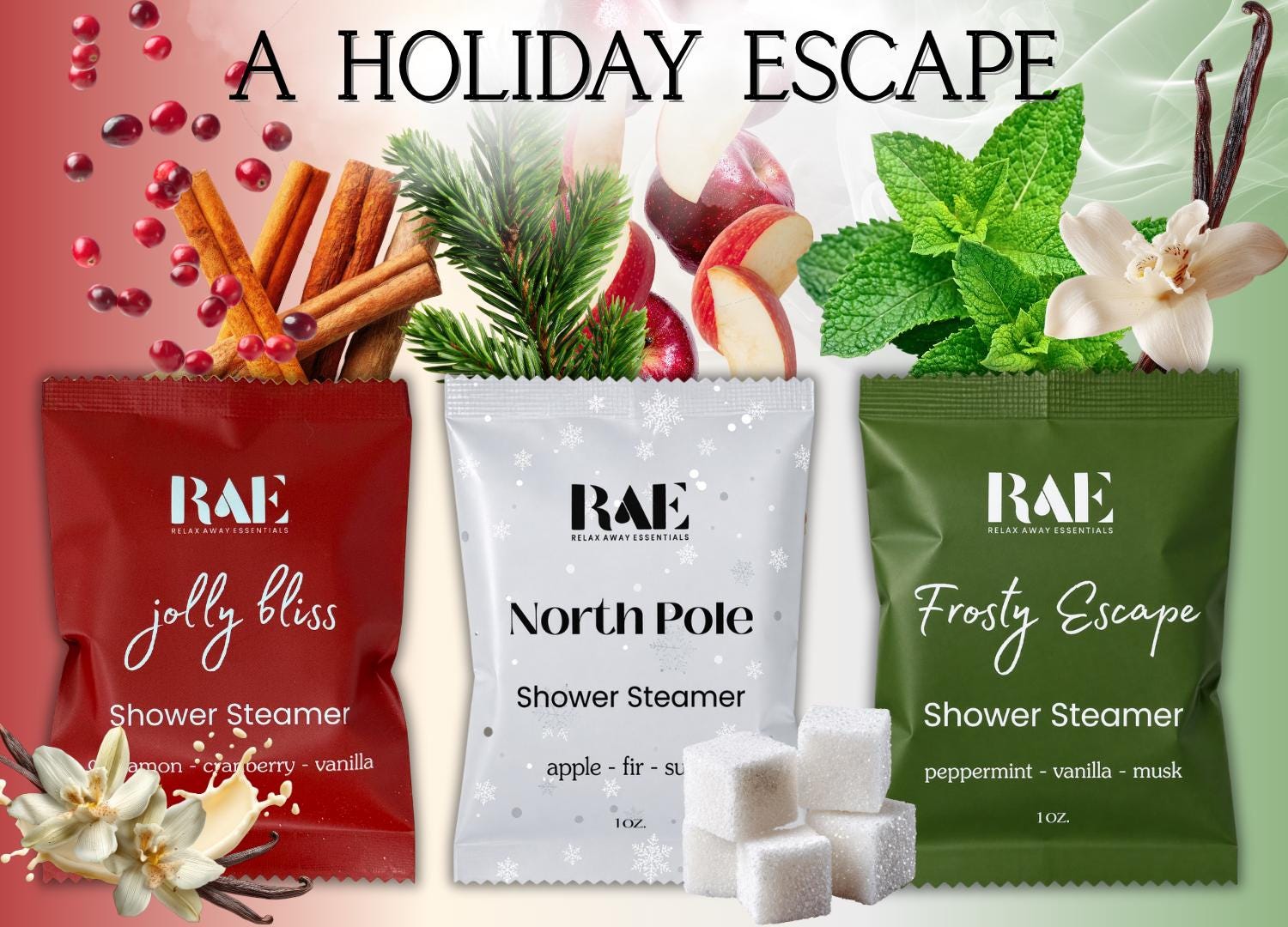 Holiday Bundle Shower Steamers | 18 Bulk Spa Tablets | Spa Gift | Stocking Stuffer | Christmas Holiday Gift