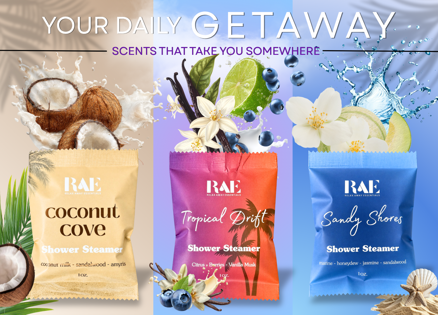18 Shower Steamers - Summer Bundle Pack - Spa Set - Shower Tablets Bulk - Aromatherapy