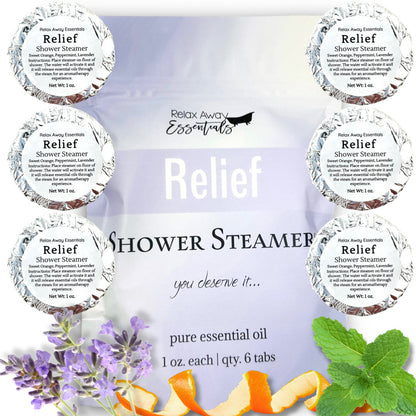 Relief Shower Steamers 6 Pack | Orange Lavender Peppermint | Aromatherapy | Essential Oils | Spa Gift | Favors | Handmade gift | Natural