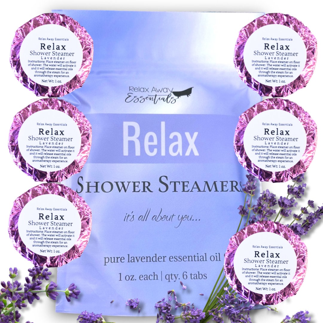 6 Pack | Relax | Shower Steamers | Aromatherapy | Lavender Essential Oil | Sleepy | Spa Gift | Handmade gift | Natural | Vegan