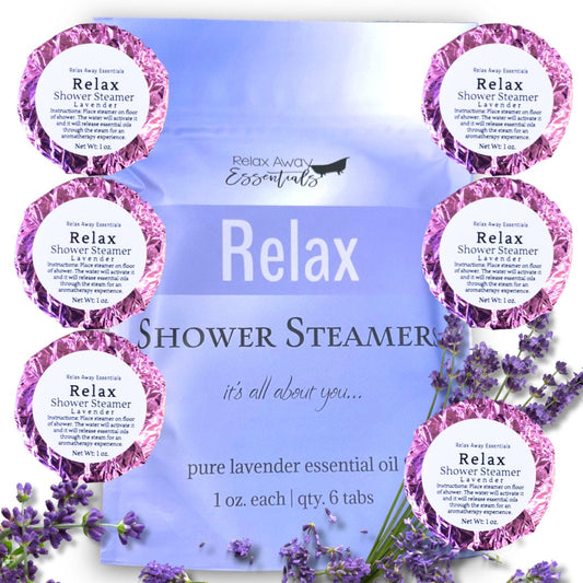 6 Pack | Relax | Shower Steamers | Aromatherapy | Lavender Essential Oil | Sleepy | Spa Gift | Handmade gift | Natural | Vegan