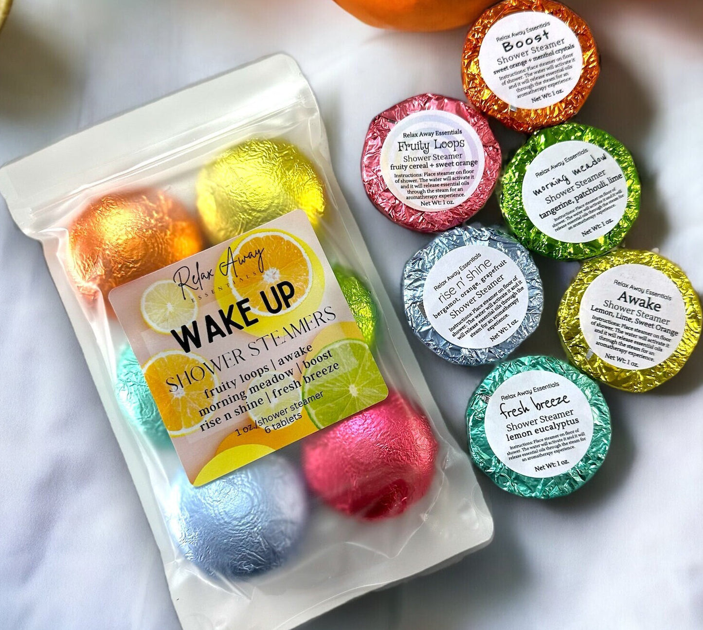 Wake Up Shower Steamers | Variety 6 Pack | Morning Shower Steamers | Spa Gift | Essential Oils | Citrus | Aromatherapy | Gift for her