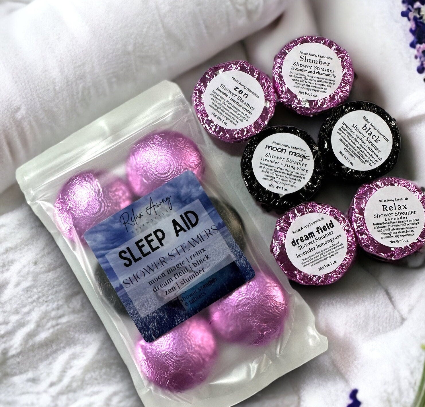 Sleep Aid Variety Shower Steamers | 6 Pack | Lavender Blends | Sleepy Time Shower | Spa Gift |