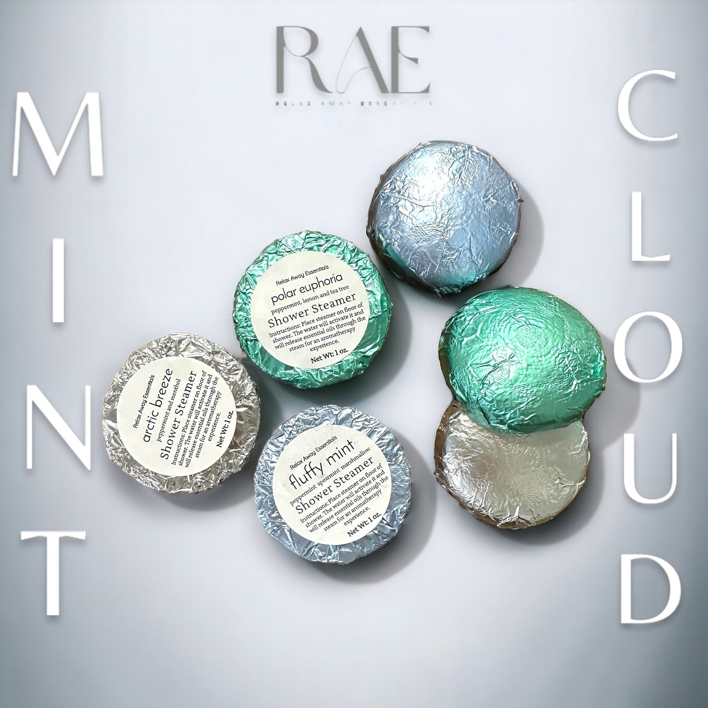 Mint Cloud Shower Steamers | Peppermint Essential Oil | Spa Gift | Aromatherapy | Get Well Soon Gift | Relief | Natural Ingredients